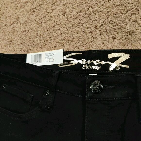 NWT Seven 7 Cropped Jeans Women's Size 8 Tower Straight High Waist Black Pants - Picture 2 of 8